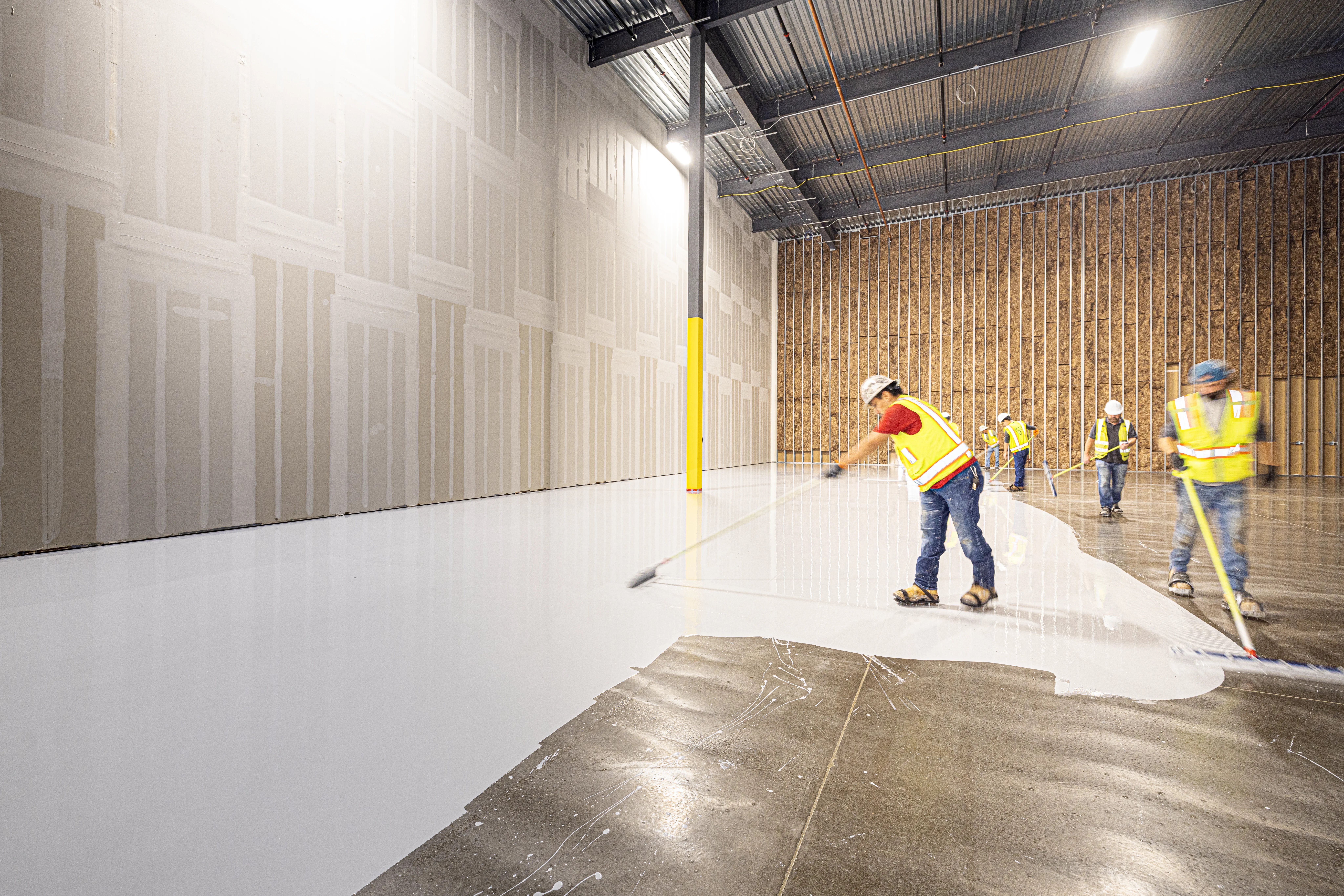 Quality Interiors team working on commercial construction project